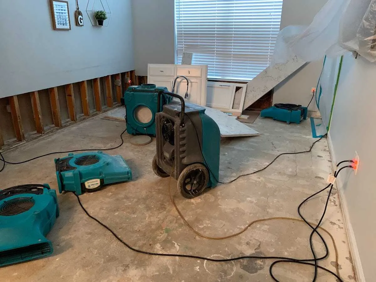 Dehumidifier in flood-cut room for Water Damage Restoration in Redondo Beach